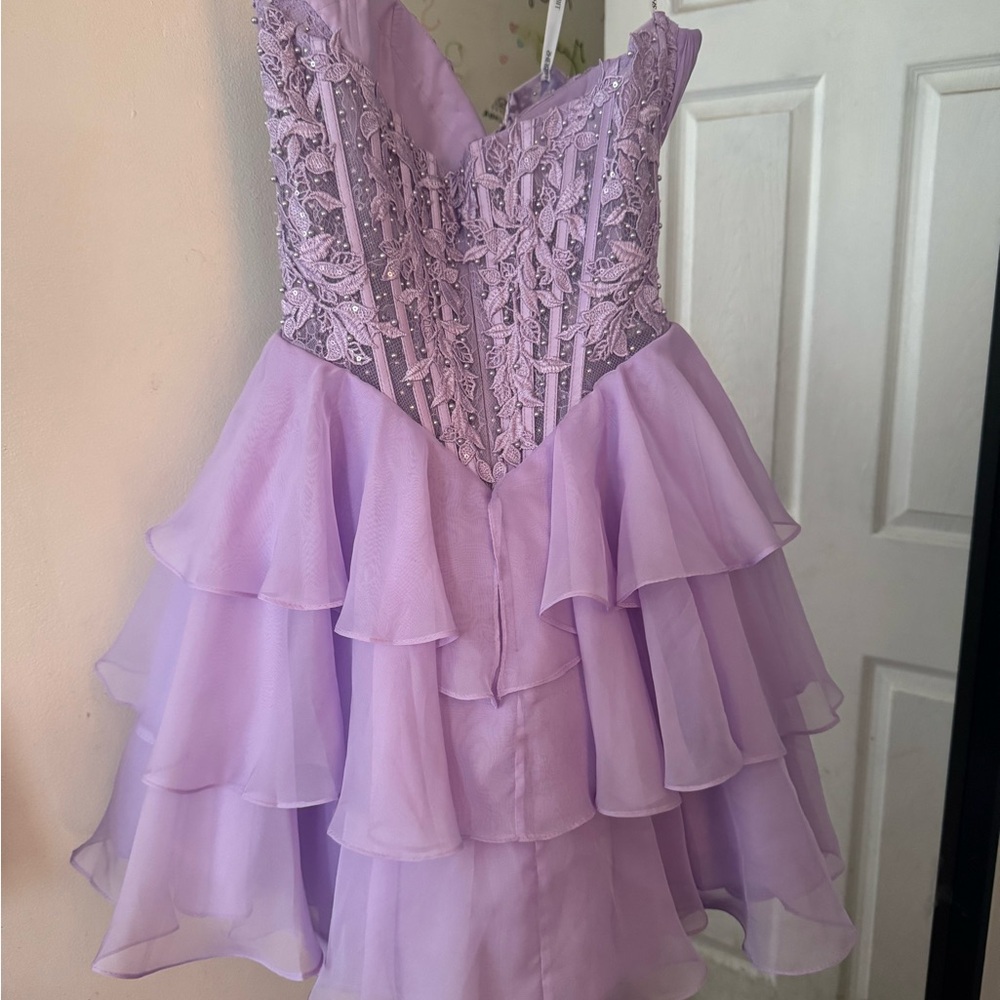 Sherri Hill Lilac Layered Formal Dress